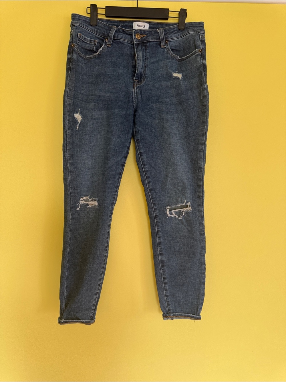 pistola Mid Blue Distressed Skinny Jeans